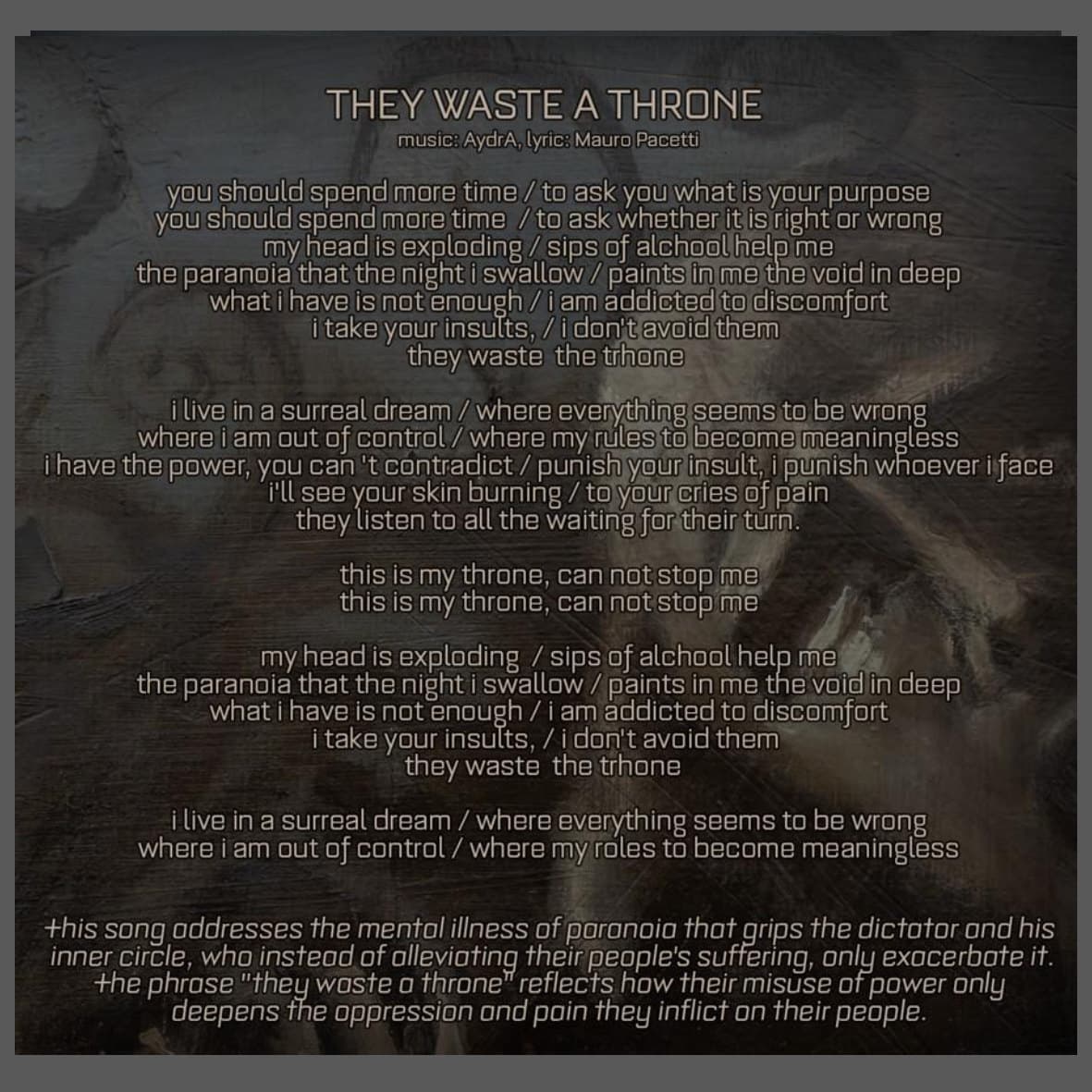 They Waste a Throne — lyrics from the booklet