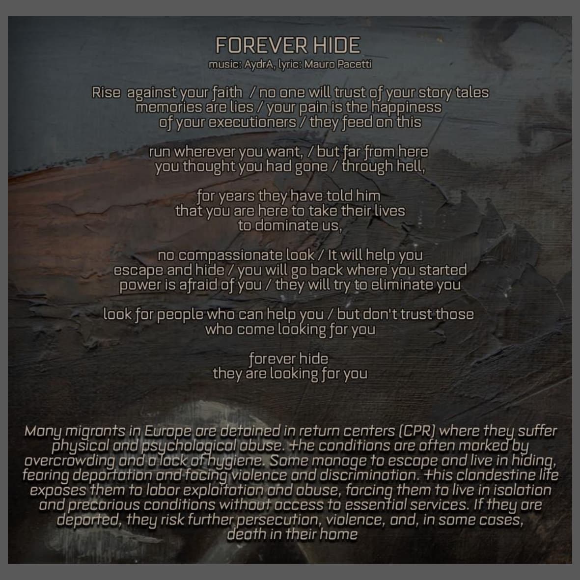 Forever Hide — lyrics from the booklet