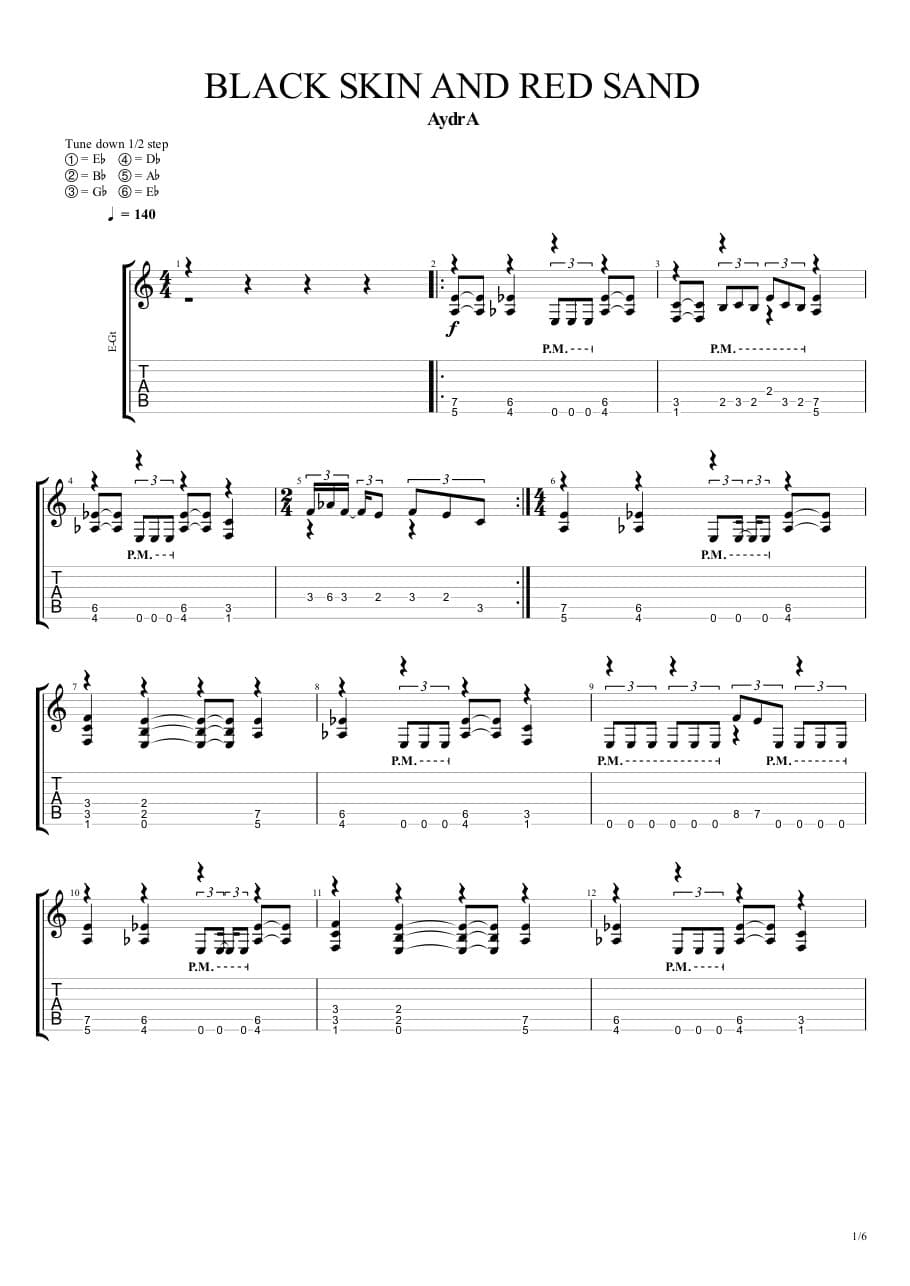 Black Skin and Red Sand — Guitar 2, first page