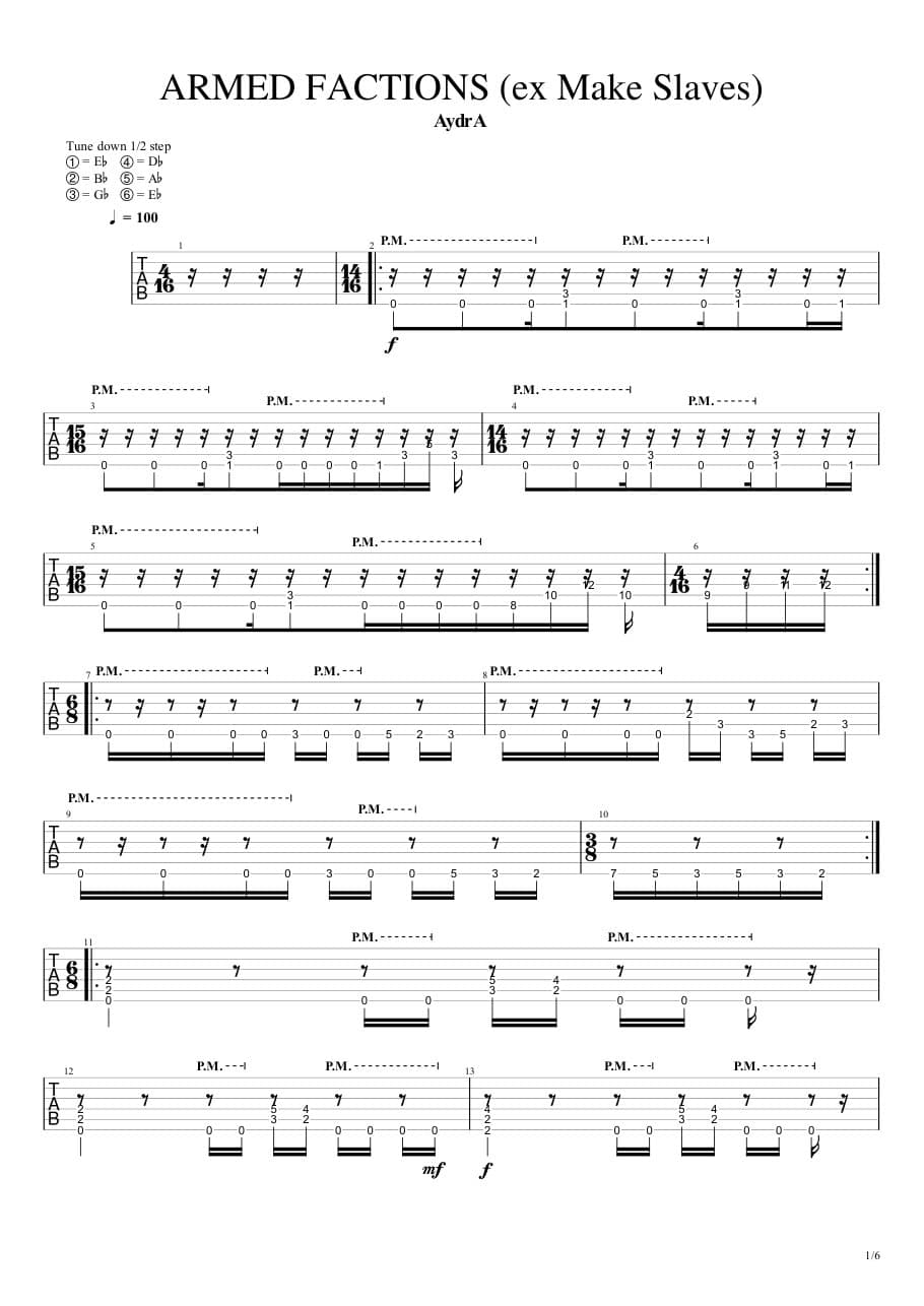 Armed Factions — Guitar 1, first page
