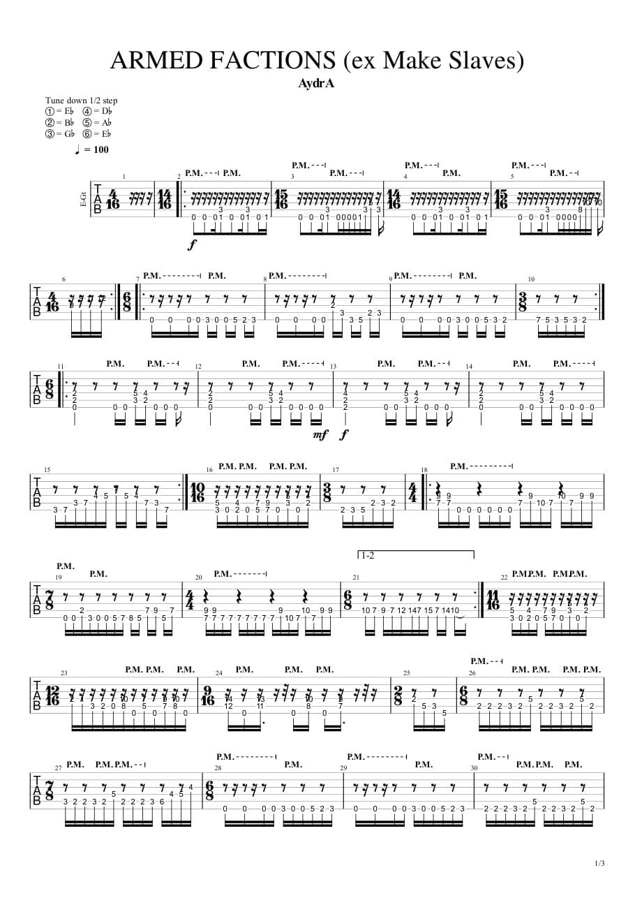 Armed Factions — Guitar 2, first page