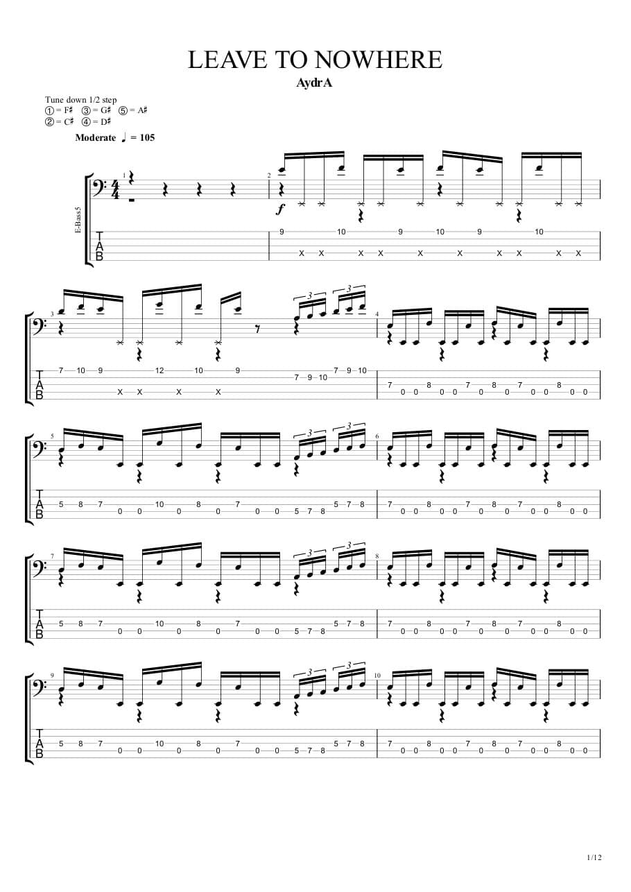 Leave to Nowhere — Bass, first page