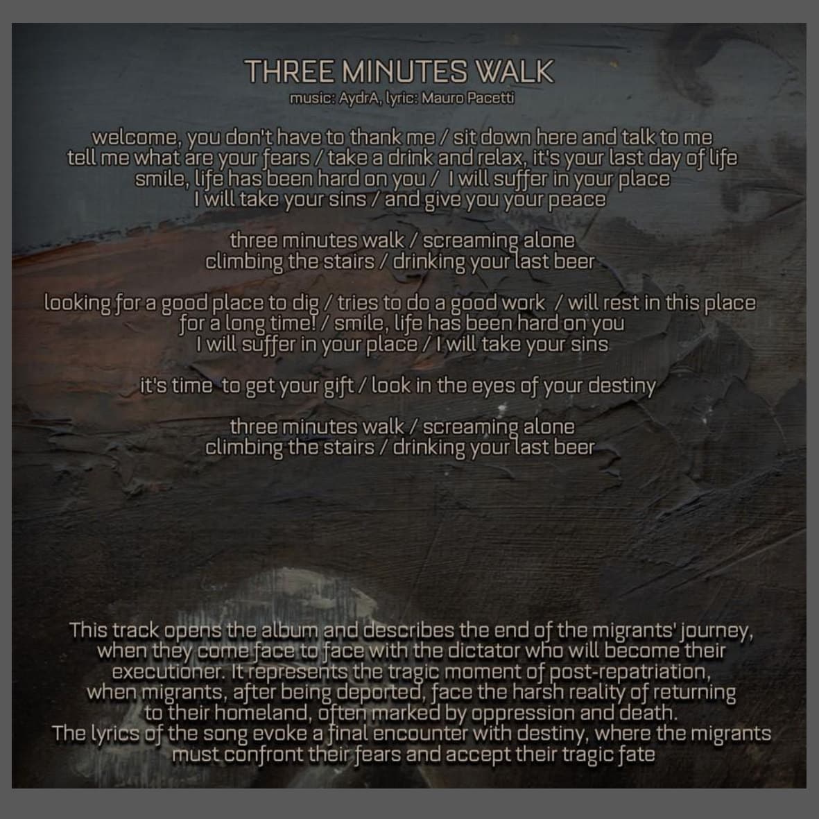 Three Minutes Walk — lyrics from the booklet