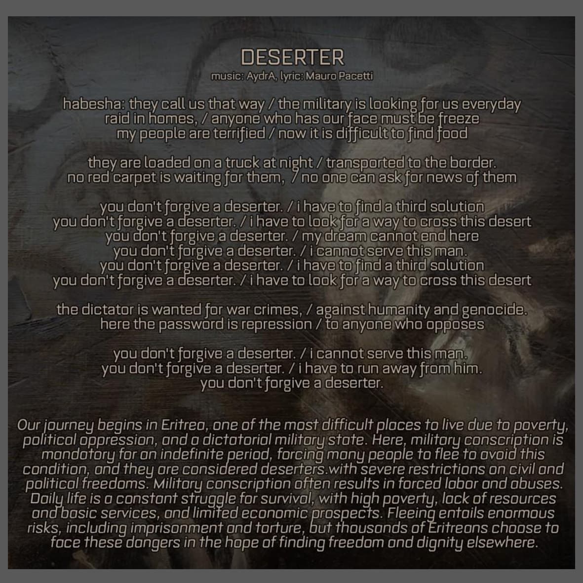 Deserter — lyrics from the booklet