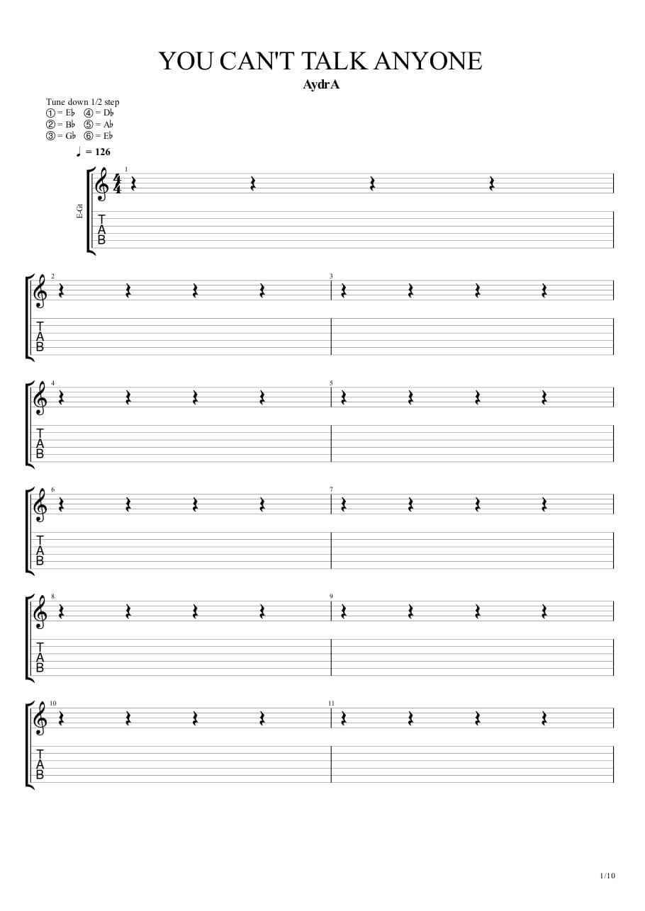 You Can't Talk Anyone — Clean guitar, first page