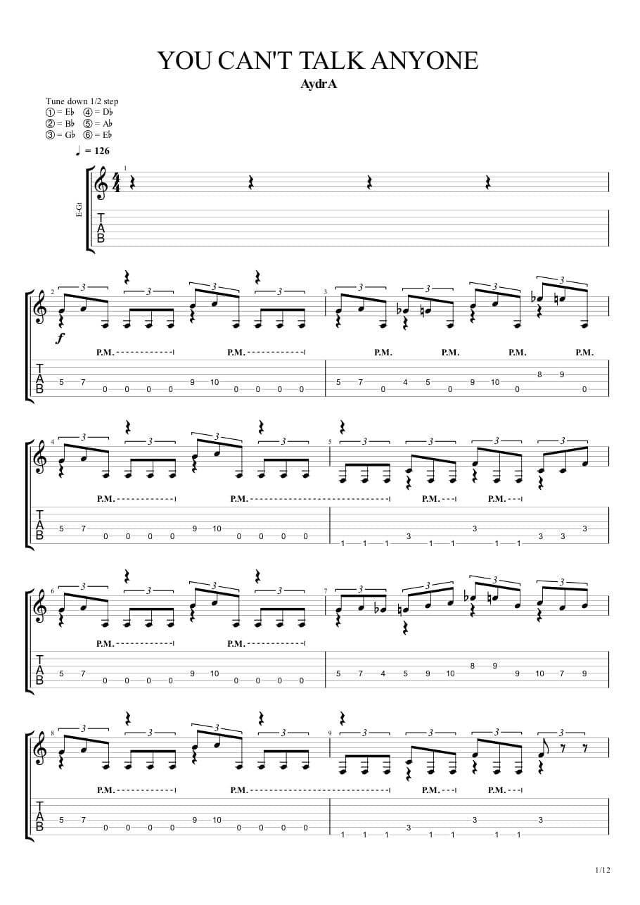 You Can't Talk Anyone — Guitar 1, first page