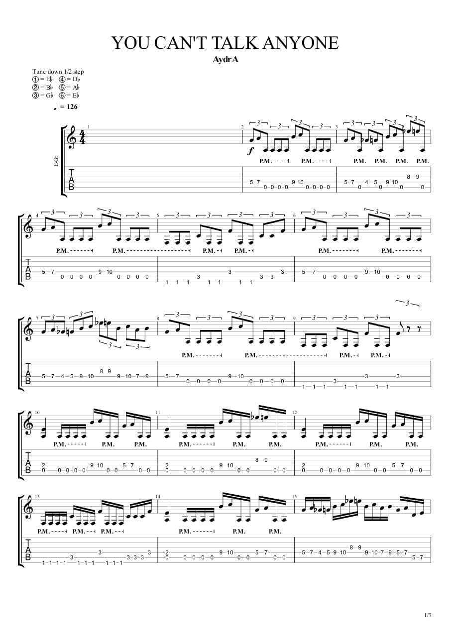 You Can't Talk Anyone — Guitar 2, first page